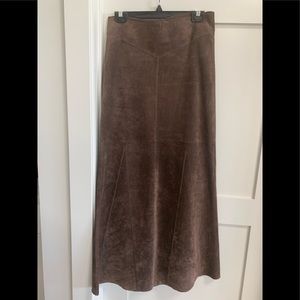Beautiful chocolate brown, suede midi skirt. Bebe brand, size 4